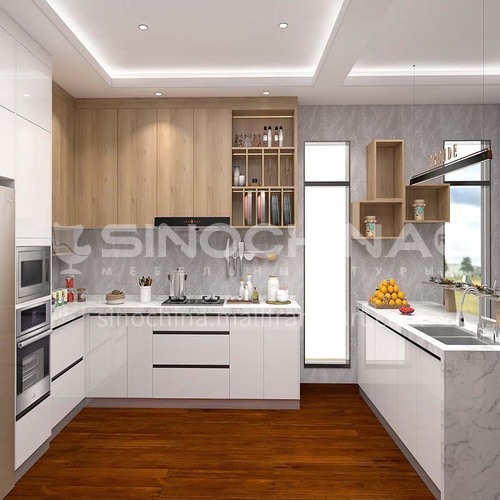 Modern style UV lacquer simple design white kitchen cabinet GK-020